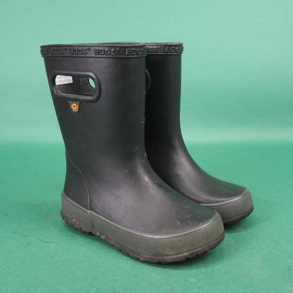 Bogs Skipper Kids Waterproof Rain Boots Size 10 Toddler Classic Solid Black - Picture 1 of 7